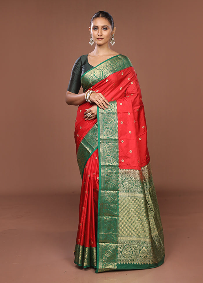 Pink Kanjivaram Silk Saree With Blouse Piece