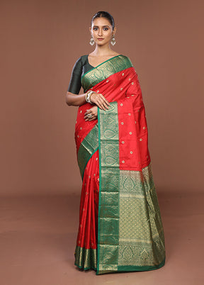 Pink Kanjivaram Silk Saree With Blouse Piece