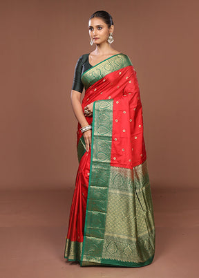 Pink Kanjivaram Silk Saree With Blouse Piece