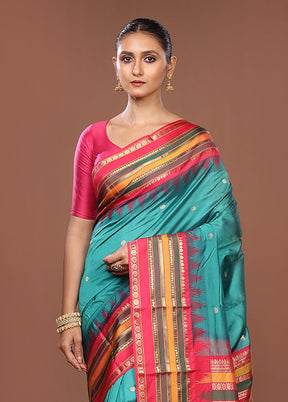 Green Kanjivaram Silk Saree With Blouse Piece
