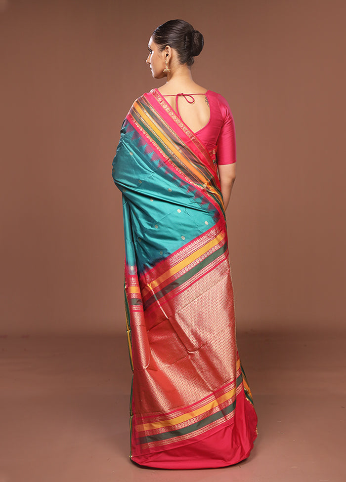 Green Kanjivaram Silk Saree With Blouse Piece