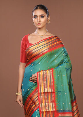 Green Kanjivaram Silk Saree With Blouse Piece