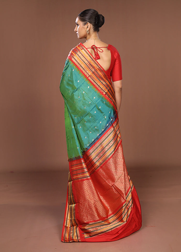 Green Kanjivaram Silk Saree With Blouse Piece