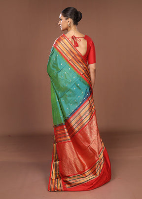 Green Kanjivaram Silk Saree With Blouse Piece