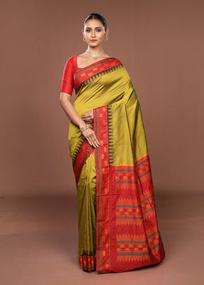 Green Kanjivaram Silk Saree With Blouse Piece