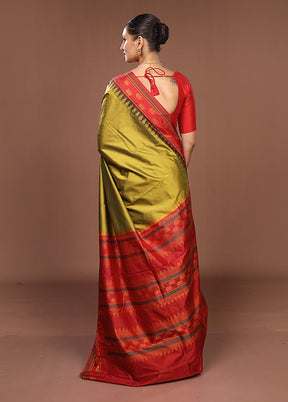 Green Kanjivaram Silk Saree With Blouse Piece