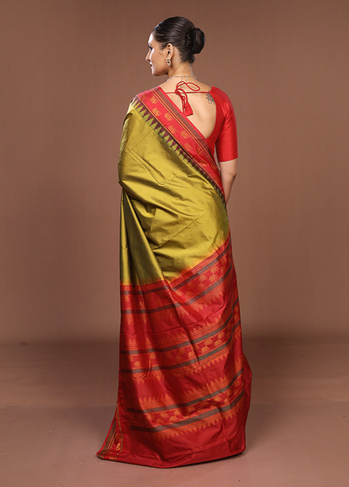 Green Kanjivaram Silk Saree With Blouse Piece