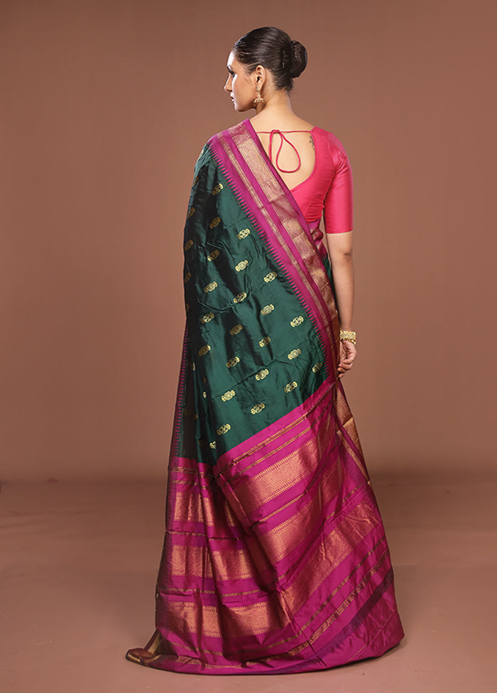 Green Kanjivaram Silk Saree With Blouse Piece