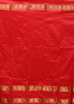 Blue Handloom Kanjivaram Pure Silk Saree With Blouse Piece