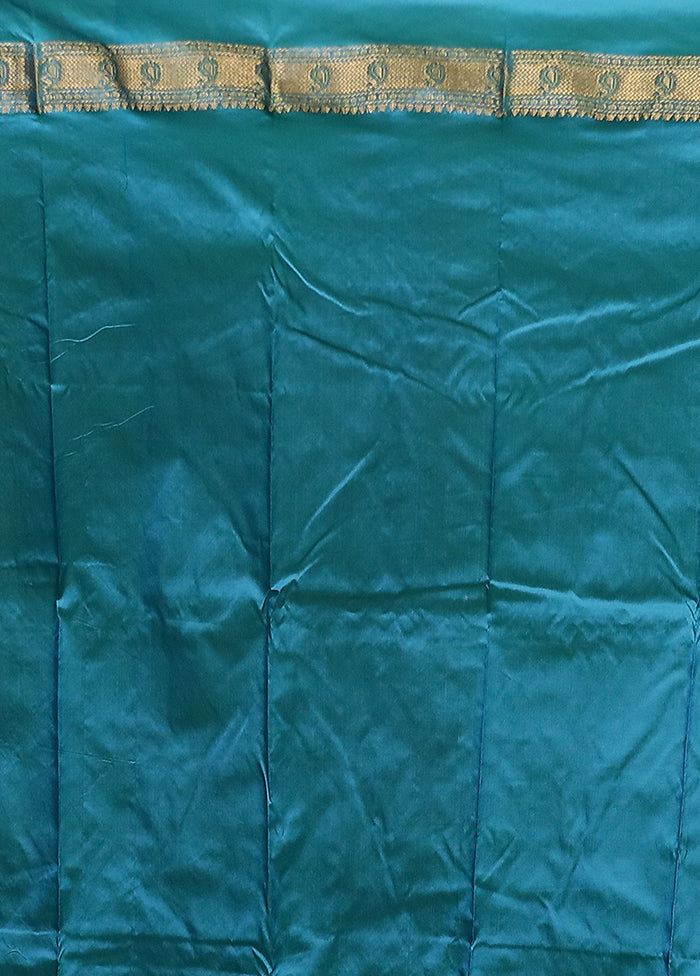 Purple Handloom Kanjivaram Pure Silk Saree With Blouse Piece