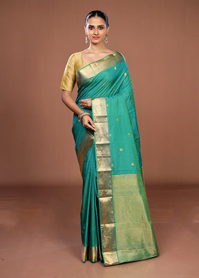 Green Kanjivaram Silk Saree With Blouse Piece