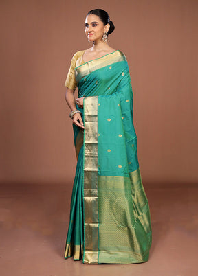 Green Kanjivaram Silk Saree With Blouse Piece