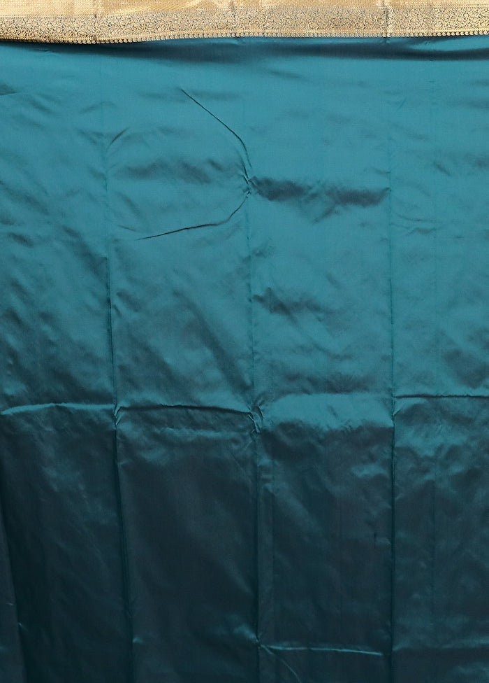 Blue Kanjivaram Silk Saree With Blouse Piece