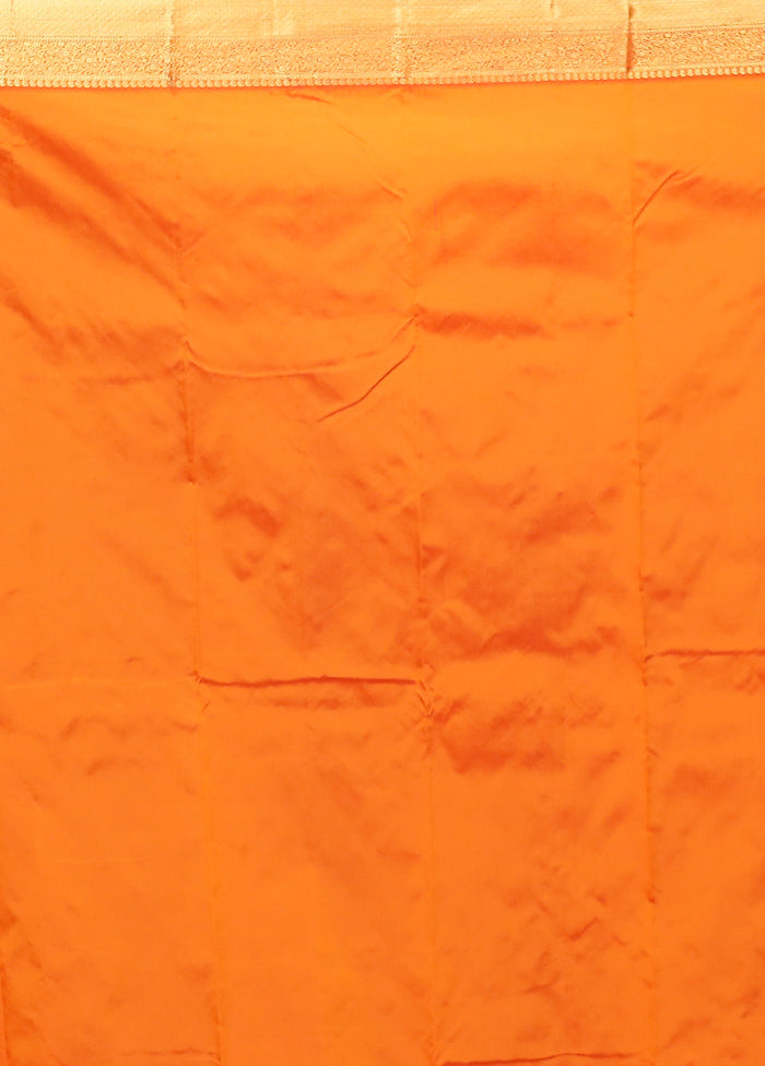 Orange Kanjivaram Silk Saree With Blouse Piece