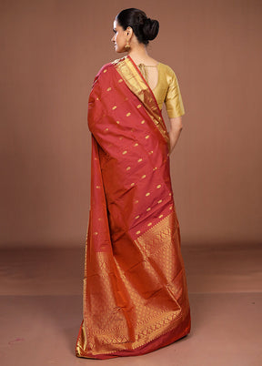 Maroon Kanjivaram Silk Saree With Blouse Piece