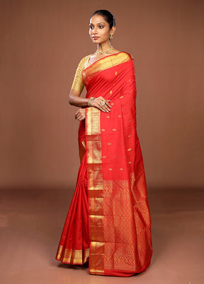Red Kanjivaram Silk Saree With Blouse Piece