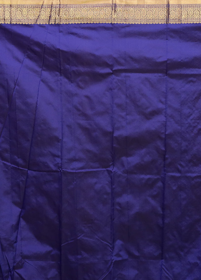 Blue Kanjivaram Silk Saree With Blouse Piece