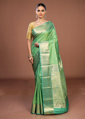 Green Kanjivaram Silk Saree With Blouse Piece