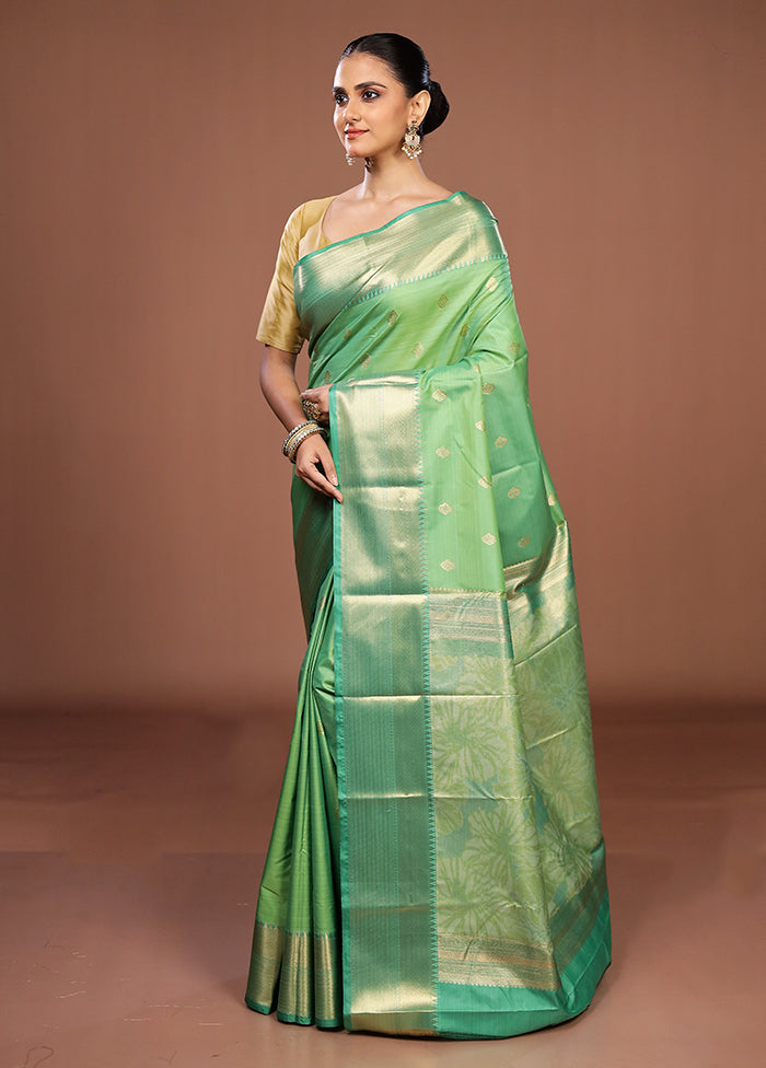 Green Kanjivaram Silk Saree With Blouse Piece