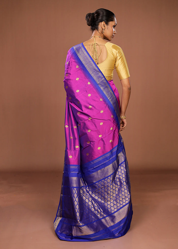Blue Kanjivaram Silk Saree With Blouse Piece