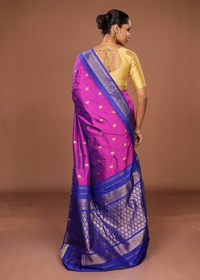 Blue Kanjivaram Silk Saree With Blouse Piece
