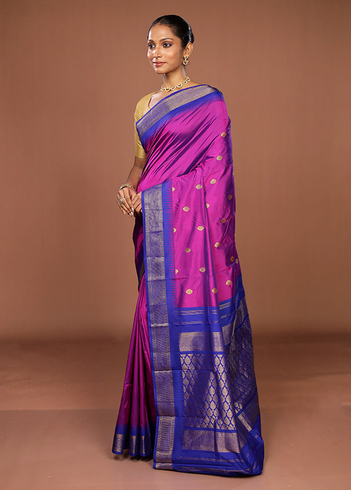 Blue Kanjivaram Silk Saree With Blouse Piece