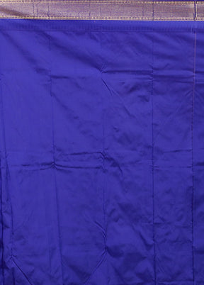 Blue Kanjivaram Silk Saree With Blouse Piece