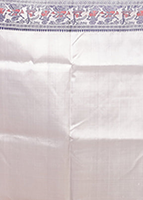 White Handloom Baluchari Pure Silk Saree With Blouse Piece