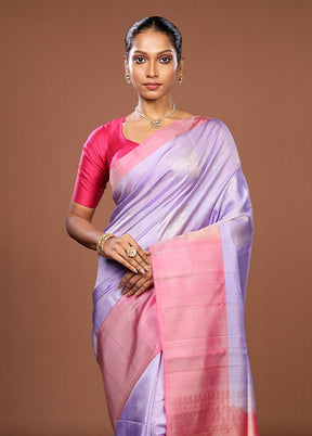 Blue Handloom Kanjivaram Pure Silk Saree With Blouse Piece