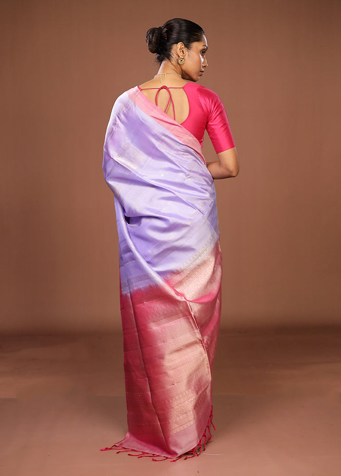 Blue Handloom Kanjivaram Pure Silk Saree With Blouse Piece