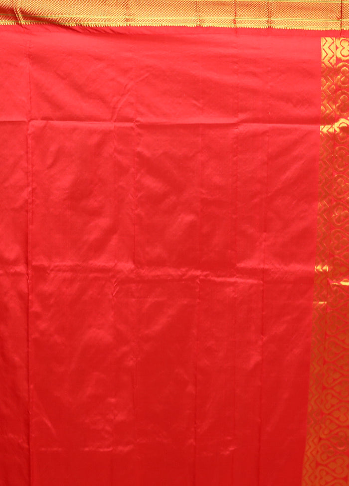 Cream Handloom Kanjivaram Pure Silk Saree With Blouse Piece