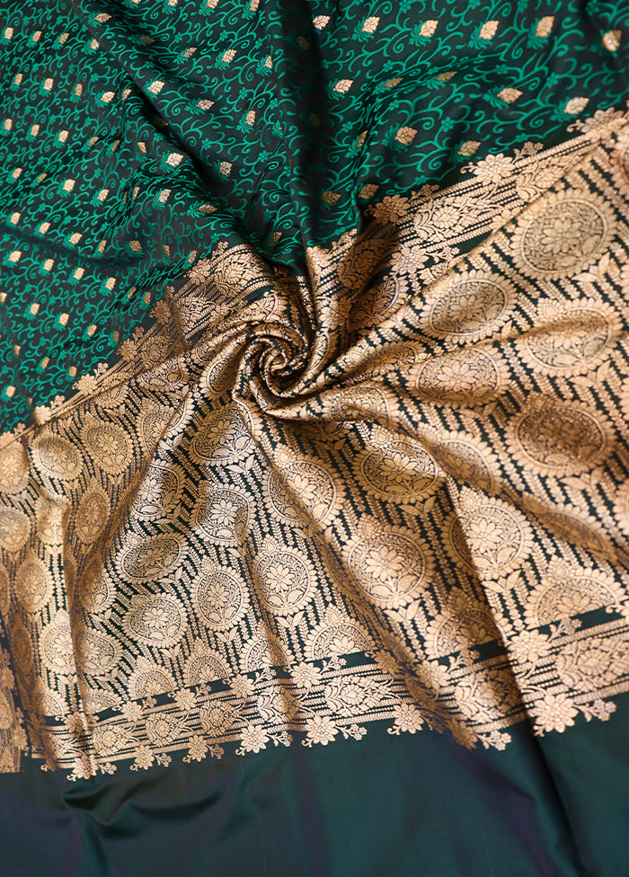 Green Tanchoi Silk Saree With Blouse Piece