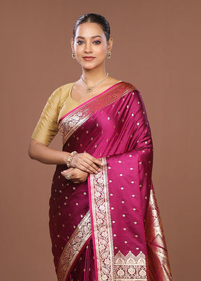 Purple Banarasi Silk Saree With Blouse Piece