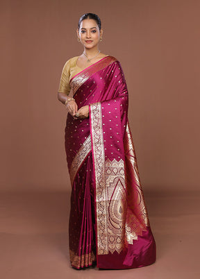 Purple Banarasi Silk Saree With Blouse Piece