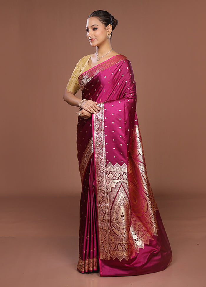 Purple Banarasi Silk Saree With Blouse Piece