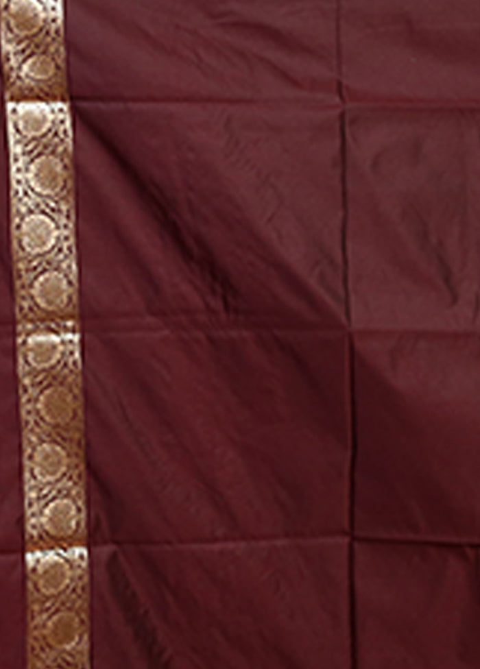 Maroon Banarasi Silk Saree With Blouse Piece
