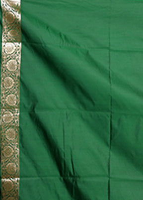 Green Banarasi Silk Saree With Blouse Piece