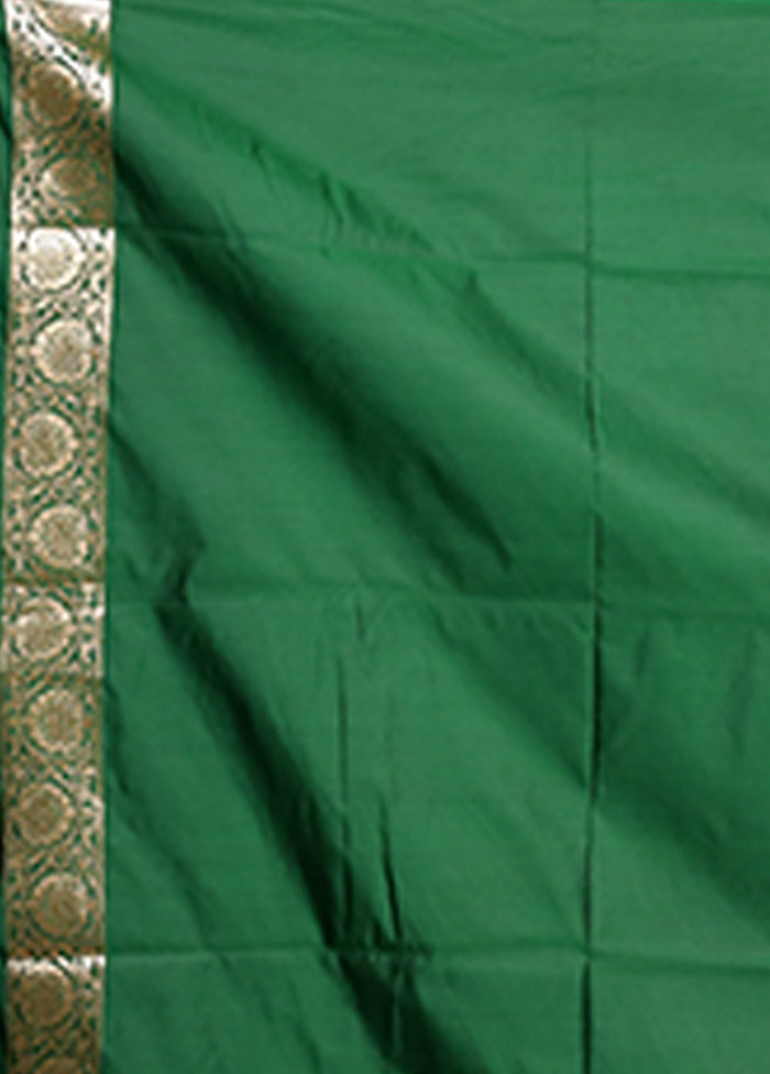 Green Banarasi Silk Saree With Blouse Piece