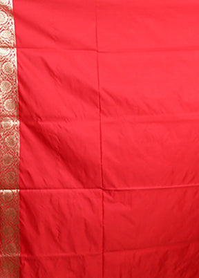 Red Banarasi Silk Saree With Blouse Piece