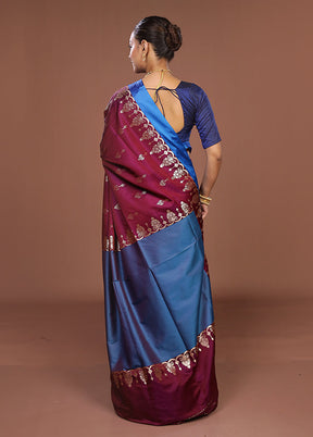 Purple Banarasi Silk Saree With Blouse Piece