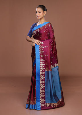 Purple Banarasi Silk Saree With Blouse Piece