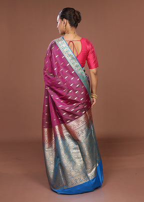 Purple Banarasi Silk Saree With Blouse Piece