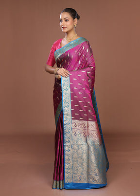 Purple Banarasi Silk Saree With Blouse Piece