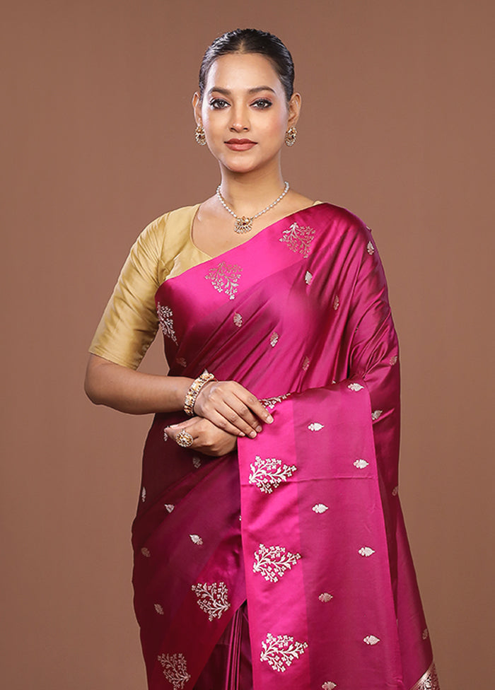 Purple Banarasi Silk Saree With Blouse Piece
