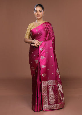 Purple Banarasi Silk Saree With Blouse Piece