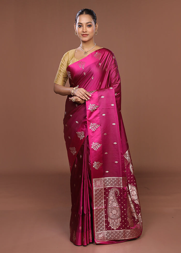 Purple Banarasi Silk Saree With Blouse Piece