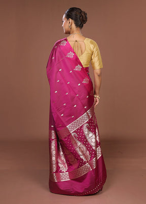 Purple Banarasi Silk Saree With Blouse Piece