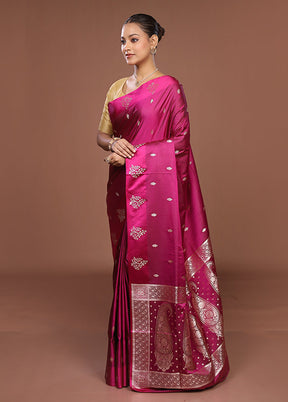Purple Banarasi Silk Saree With Blouse Piece