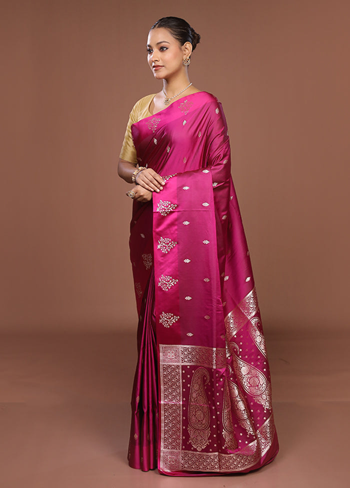 Purple Banarasi Silk Saree With Blouse Piece