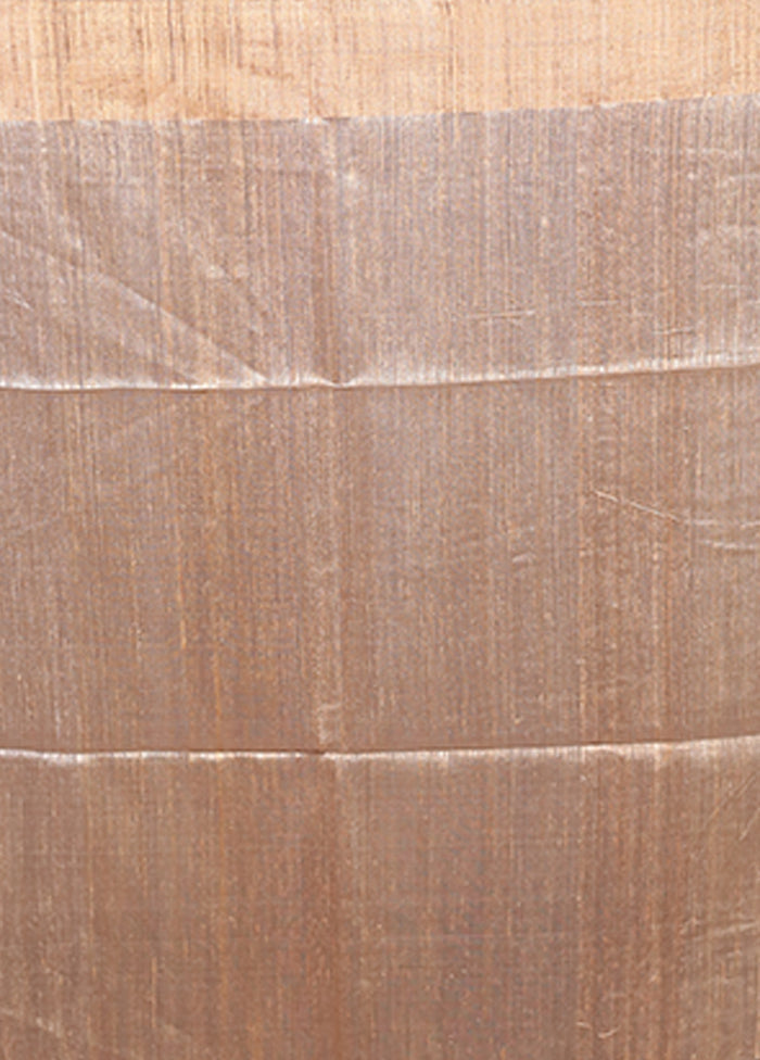 Cream Handloom Tussar Pure Silk Saree With Blouse Piece